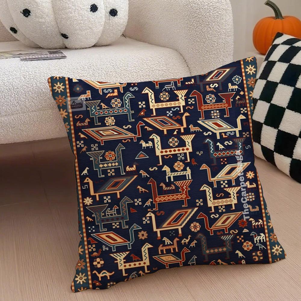 Elegant Kulturell Konst Vintage Persisk Stil Kuddfodral Kuddeöverdrag Dold Knapp Hållbar Polyester Stolskudde
