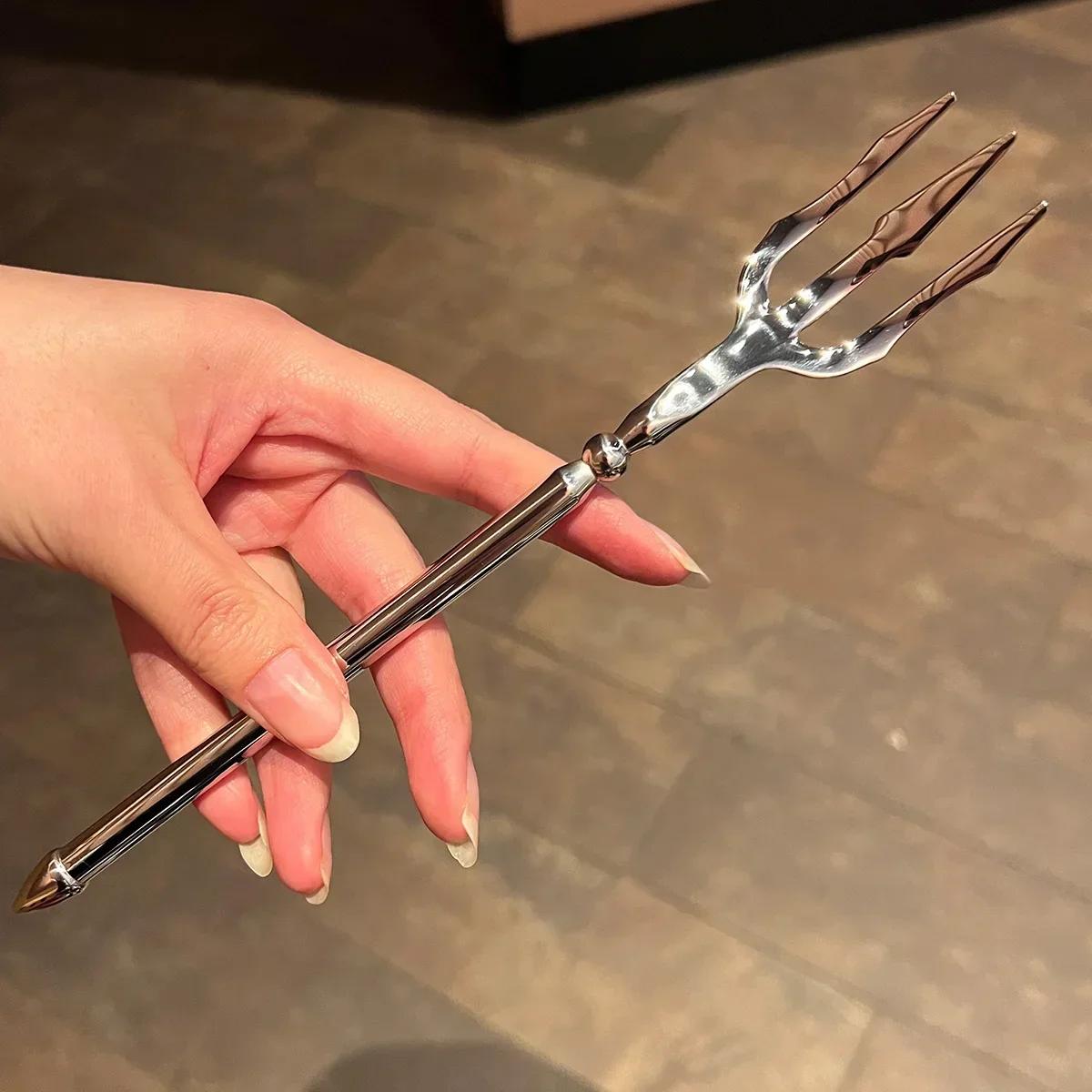 

New Steel Fork Sea God s Trident Stainless Food Picks Fruit Fork for Upscale Restaurant Man Woman Gift Forks