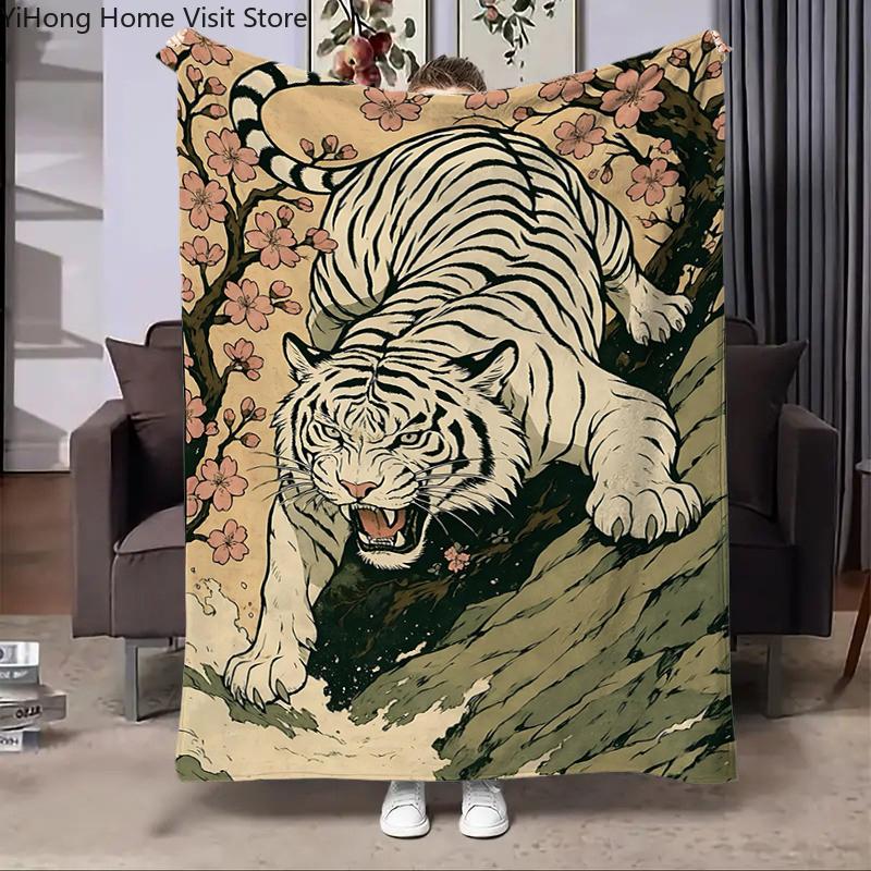 8 Storlekar Ny Tiger Tecknad Djur Flanellfilt Fluffig Barn och Vuxna Soffa Plysch Sängöverkast Pläd Lunchfilt för Soffa Säng