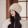 Autumn and winter hats women's cold hats big head circumference versatile knitted thin crimped outdoor stacking hats women's winter
