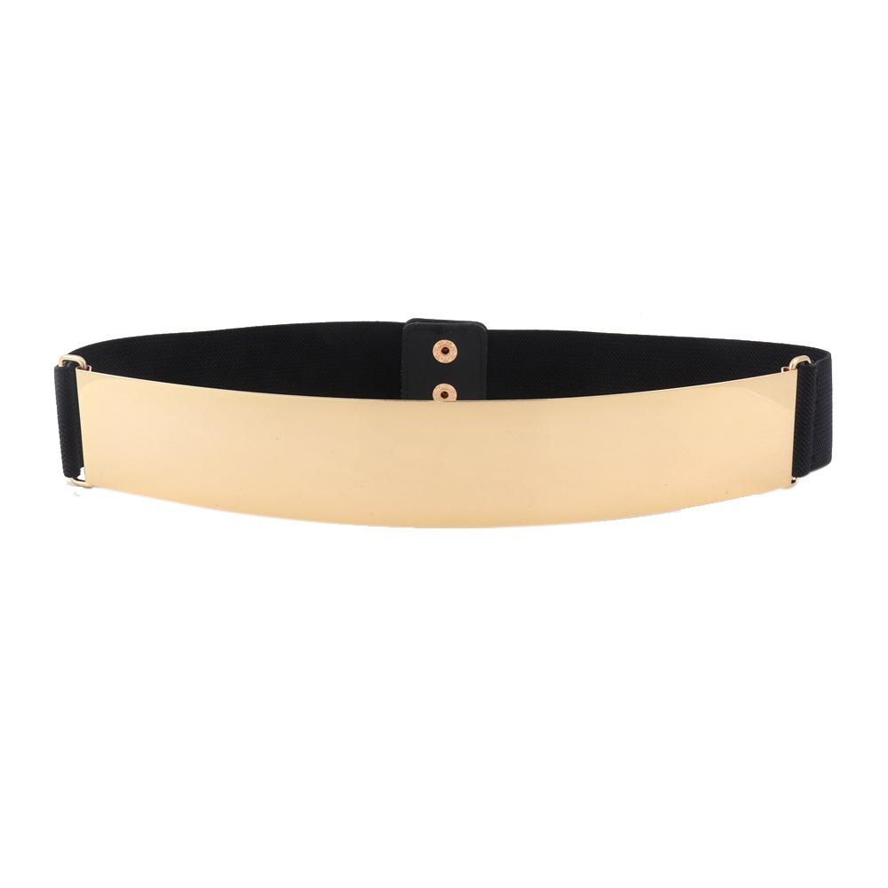 Ceinture à paillettes métalliques élégante Ceinture élastique pour femme Personnalité exagérée Accessoires de taille large or