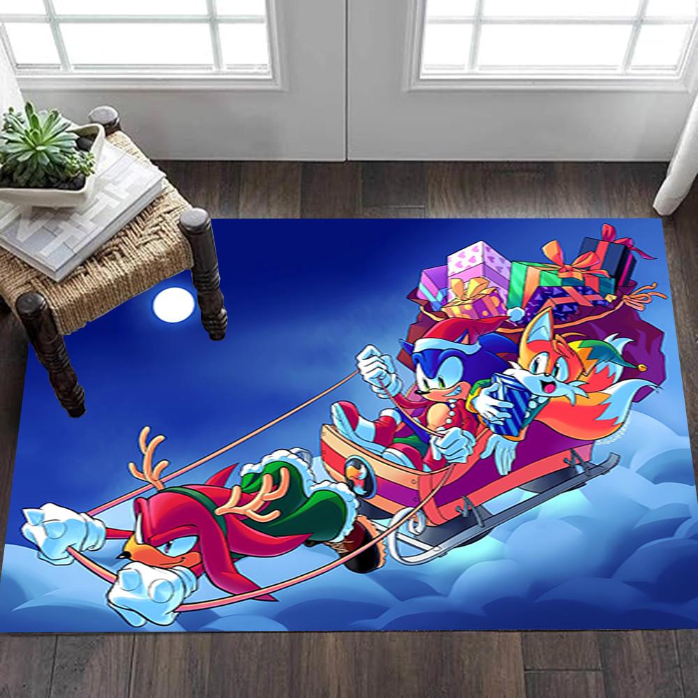 Sonic The Hedgehog Figures Set Decoration,Carpet,Living Room,Bedroom, Non-slip,Square rug