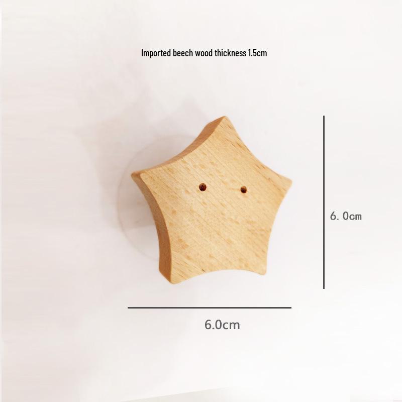 Creative Beech Wood Adhesive Hooks – Funny Animal Design Coat & Hat Hooks for Behind-the-Door Use