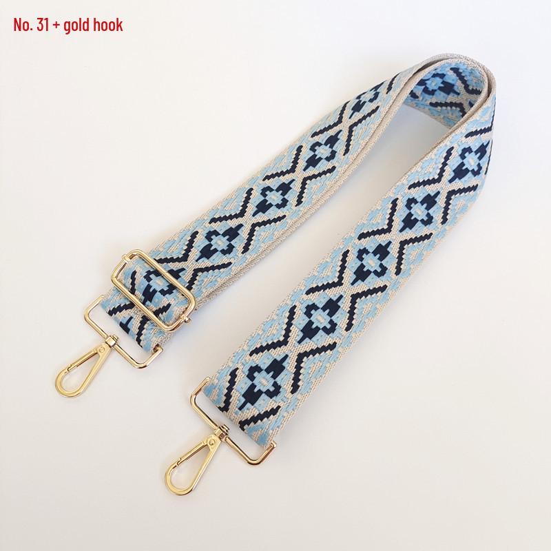 Etniczny Wzór Nylonowy Pasek do Plecaka z Regulowaną Długością i Metalowymi Akcesoriami - Odporny na Zużycie i Poszerzony dla Komfortu