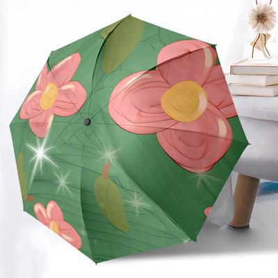 1 Stück Florale Fantasie Automatisches Öffnen/Schließen, Ganzjahres-Tragbarer Faltregenschirm, Reisen, Alltag, Formelle Anlässe - Kompakter Luxus-Sonnenschirm, Outdoor-Zubehör