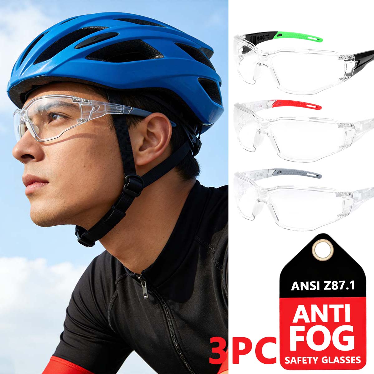 

Adjustable Anti-Fog Safety Glasses Blue Light Blocking Lens Goggles Eye Protection for Men And Women Telescopic Temple Arms HM12