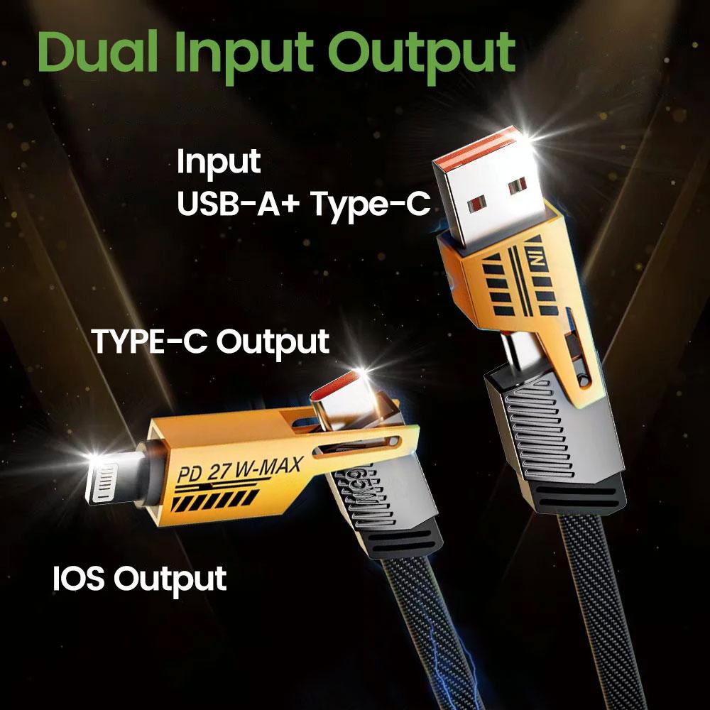 PD 65W/27W 4 in 1 Mecha Fast Charging Data Cable Cord For iPhone 15 Samsung Xiaomi USB Type C Multi Port Quick Charge Wire Line