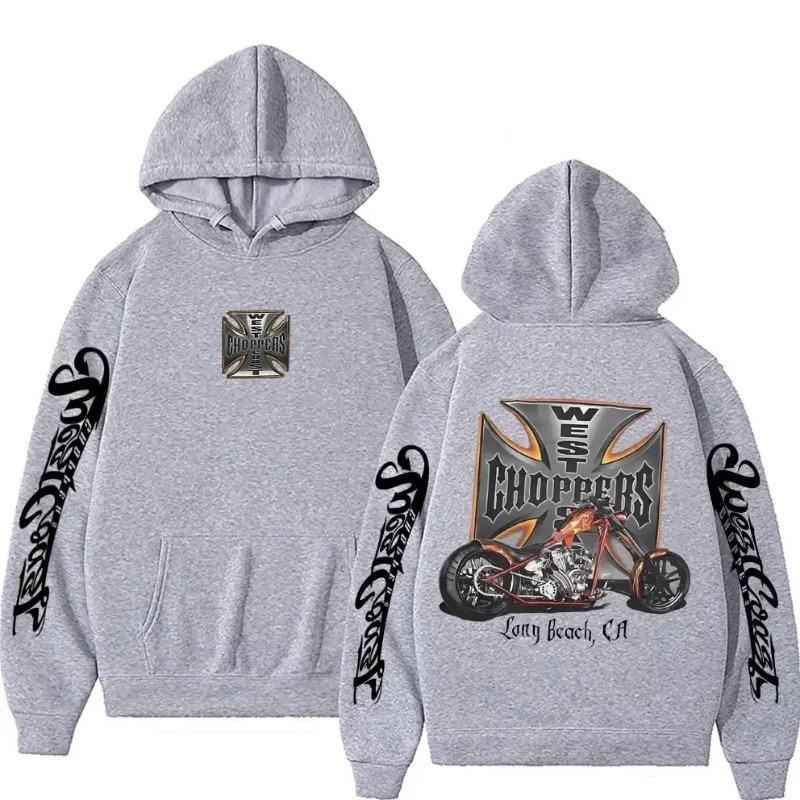 Felpa con Cappuccio Grafica Logo West Coast Chopper Maschile Vintage Streetwear Uomo Donna Manica Lunga Oversize Felpa con Cappuccio Gotica da Uomo