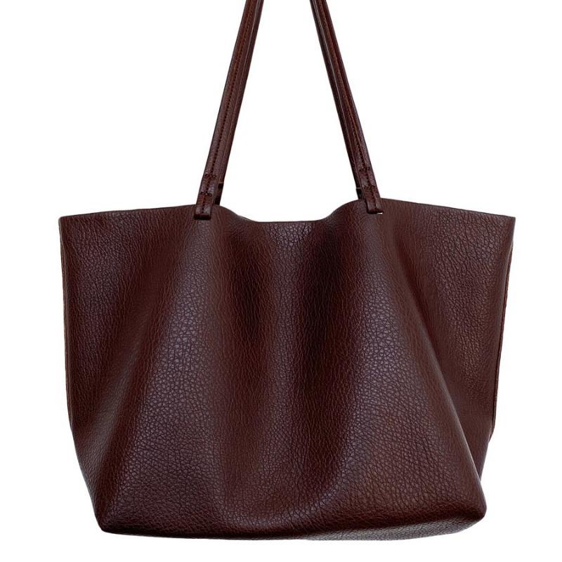 Soft Leather Portable Large-capacity Tote Bag, High-end Logo Child and Mother Shoulder Bag, Fashionable Niche Commuter Women's Bag