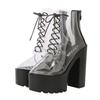 2025 Bar Nightclub Stage Performance Transparent 14cm Super High Heel Women's Shoes Waterproof Table Thick Heel Short ZYW-831-15