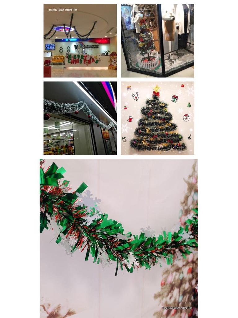 10m Dark Green Tinsel Ribbon Feather Boa Christmas Tree Ornament Set