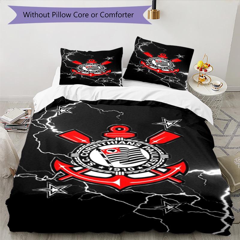 Sport Club Football Crest Printed Pattern Duvet Cover Set – includes 1 duvet cover and 2 matching pillowcases Bedroom decor Christmas gifts