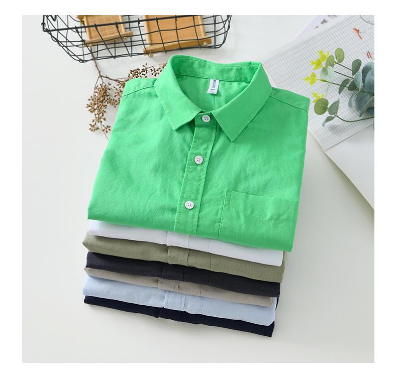 L990 Men's Minimalist Cotton Linen Square Neck Short Sleeve Shirt, Solid Color