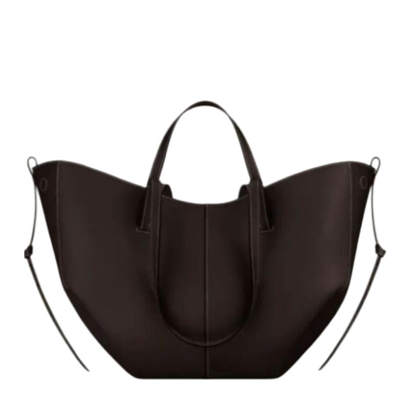 Large Capacity Cowhide Tote Bag Urban Minimalist Style Leather Underarm Bag Versatile Shoulder Crossbody Bag Trendy Bucket Bag
