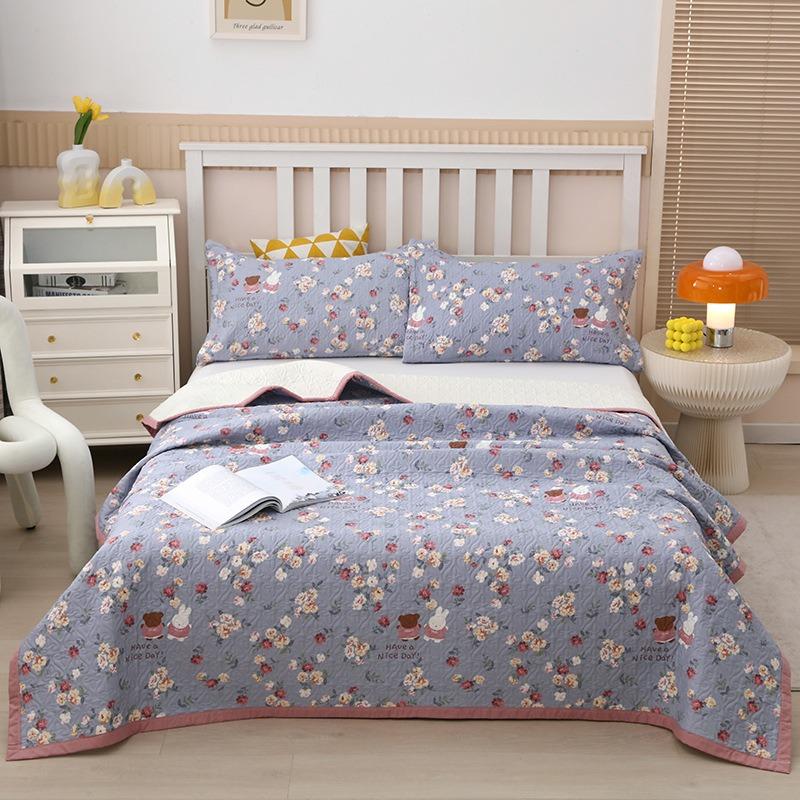 Trzyczęściowy zestaw drukowanej narzuty na łóżko z czystej bawełny, uniwersalna antypoślizgowa bawełniana pikowana narzuta, prześcieradło tatami hurtowo transgraniczne