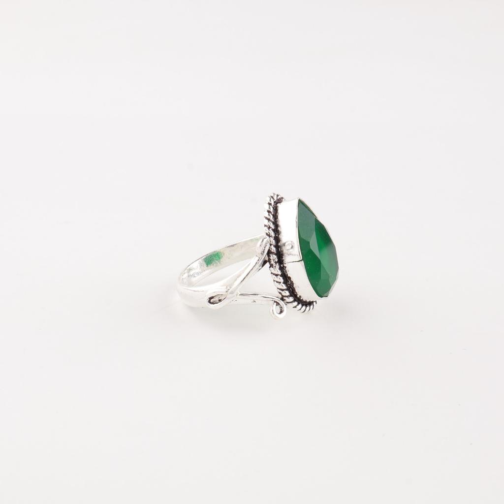 Green Onyx Gemstone 925 Sterling Silver Jewelry Handmade Women's Ring For Gift RR-57-17