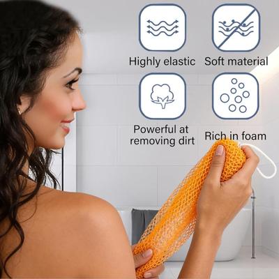 Exfoliating Bath Net Sponge Body Scrub Towel Gentle Exfoliation Quick-Drying Mesh Sponge with Hanging String Spa Shower Accessory