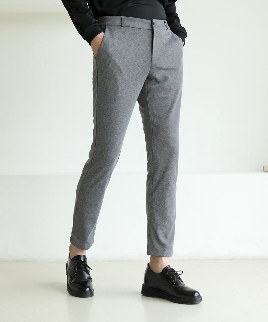 Jikeulib Hidden Elastic Waist Spandex Gray Slim Slacks
