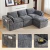 Modułowa Sofa 3-osobowa + Podnóżek, poduszki, uchwyt na kubek i 2 kieszenie boczne. Z wypełnieniem z pianki i sprężyn kieszeniowych. (szara tkanina obiciowa chenille)