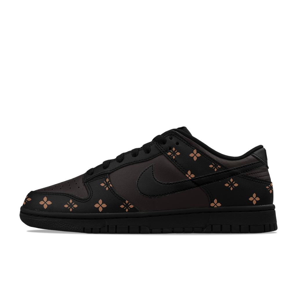 Nike Dunk Low Leather Abrasion Resistant, Breathable, Slip Resistant Low Top Casual Skateboard Shoes Men's Black Brown IO7606-010(Team1423-)