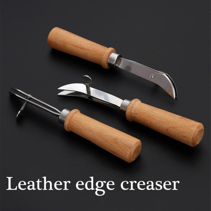 Leather Edging Creaser Tool with Wood Handle Leather Craft Scriber Marking Tool Adjustable Leather Creaser Working Tool