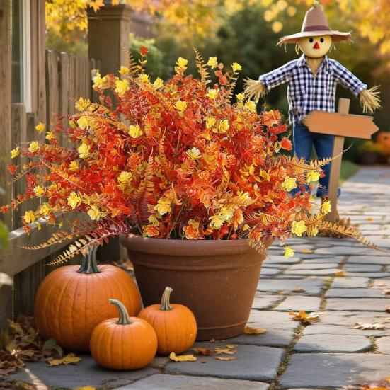 Autumn Artificial Flowers Outdoor Fake Plants UV Resistant Faux Flower in Bulk for Hanging Planters Porch Garden Vase Window Box