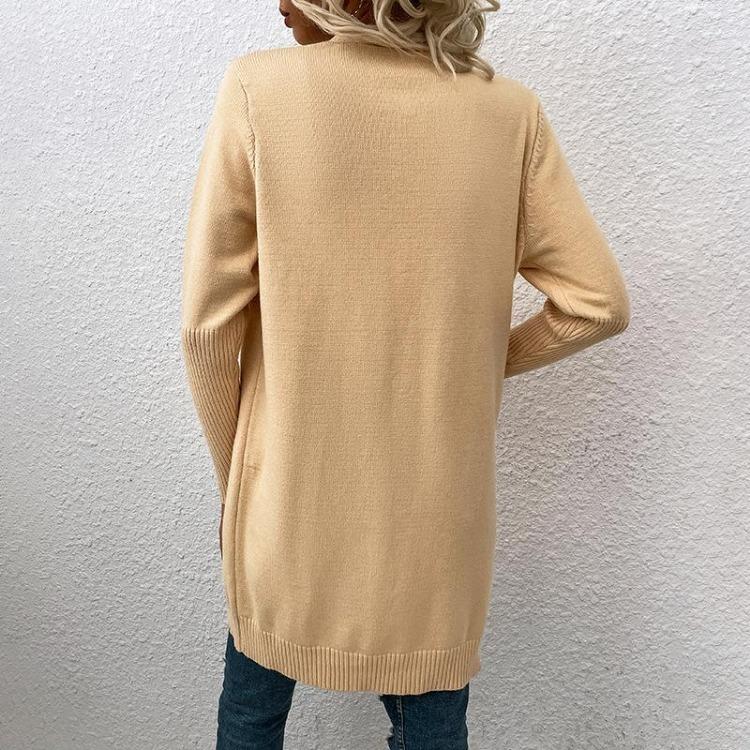 Vintage Solid Color Loose Knitwear V-Neck Long Sleeve Cardigan Sweater Top for Autumn Winter