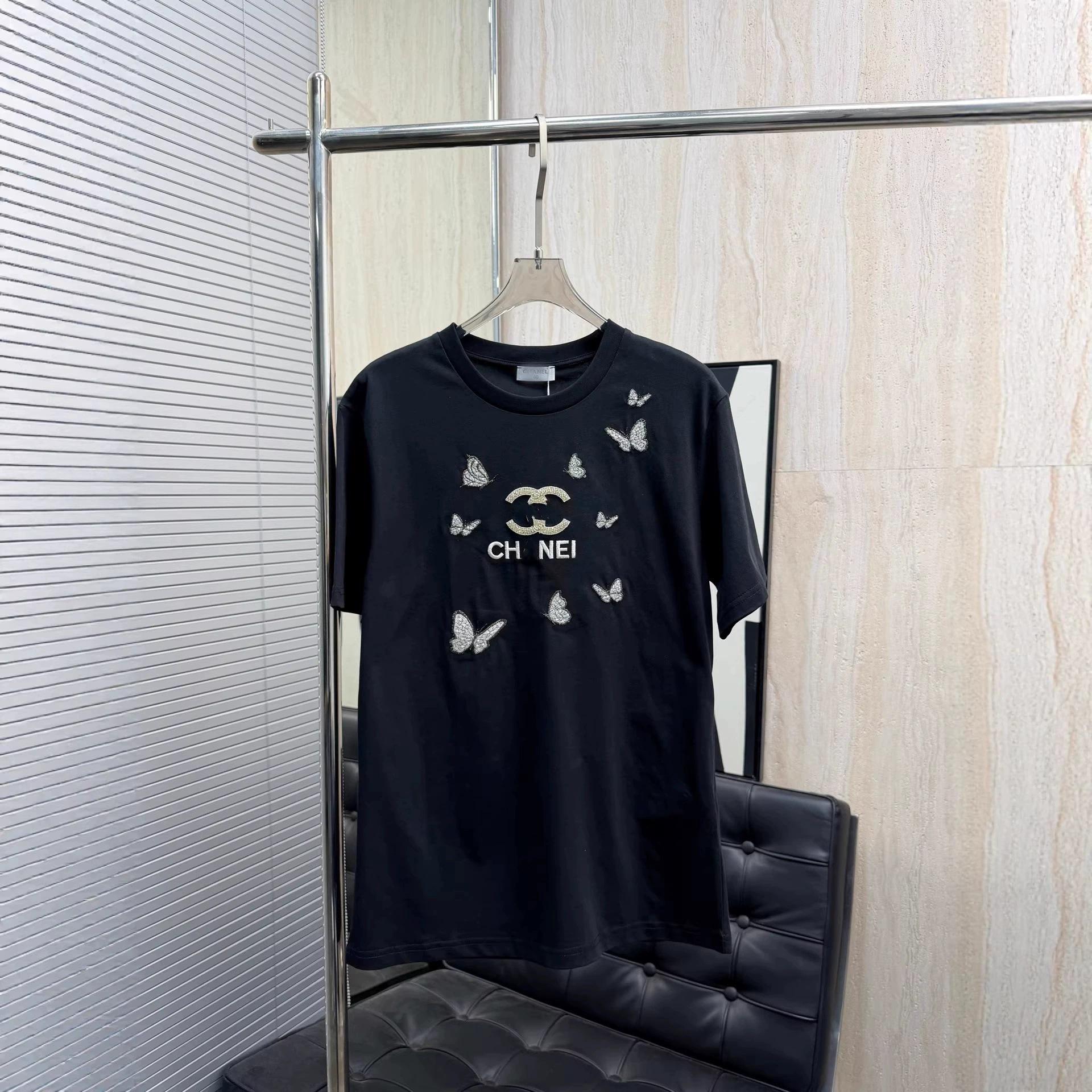 

2026 Korean Casual Luxury Embroidered Short Sleeve T-Shirt Small чёрный