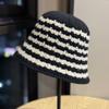 New Hat Women's Knitted Fisherman Hat Women's Autumn and Winter Korean Striped Plaid Basin Hat Warm and Versatile Fashionable Bucket Hat