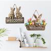 Easter Bunny Wall Hanging Decoration; Welcome Hanging Plaque; Colorful Eggs; Tulips 2D Wall Hanging Decor.