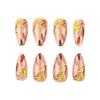 24Pcs Maple Leaf Desings Halloween Stick on Nail Thanksgiving Gift Almond False Nails for a Festive Autumn Nail Makeover