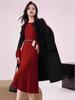 Elegant Red Knit Dress - New Year Winter Style