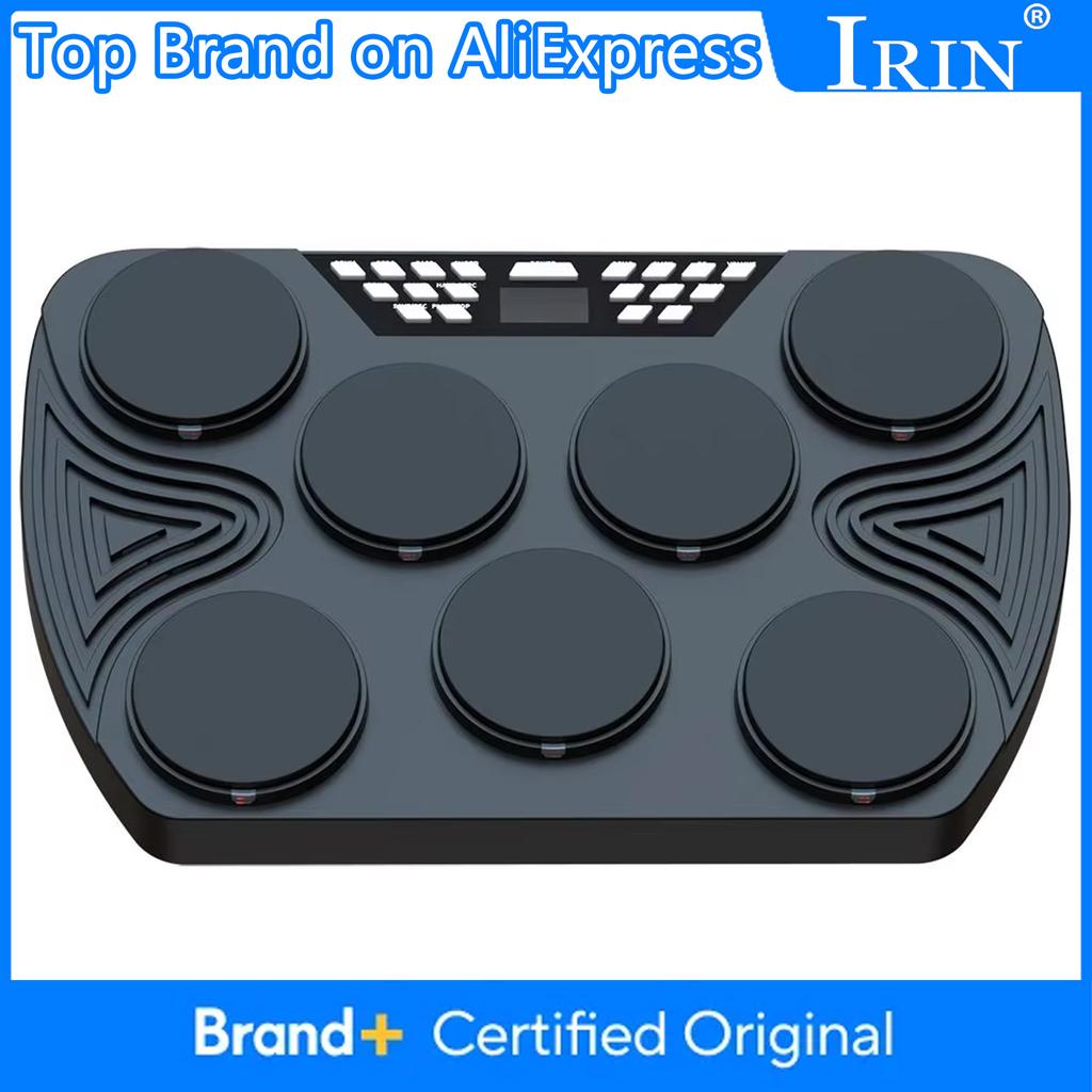 Electronic Drum Ket with 7 Velocity-Sensitive Pads Tabletop Drum Built-in 2 Speakers Stereo Rechargeable Practice Electric Drum