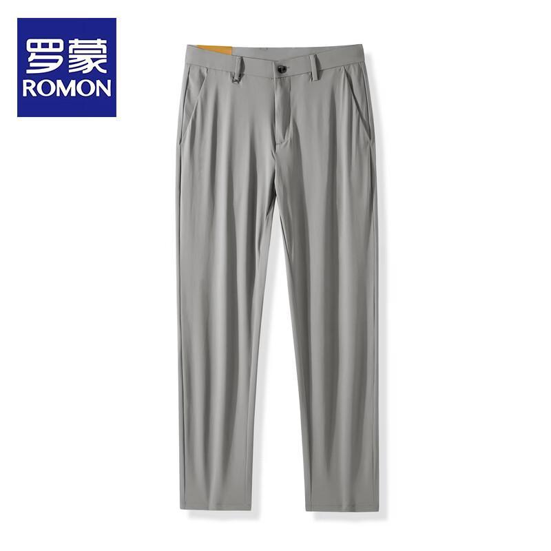 ROMON Men's Summer Business Casual Straight-Leg Trousers