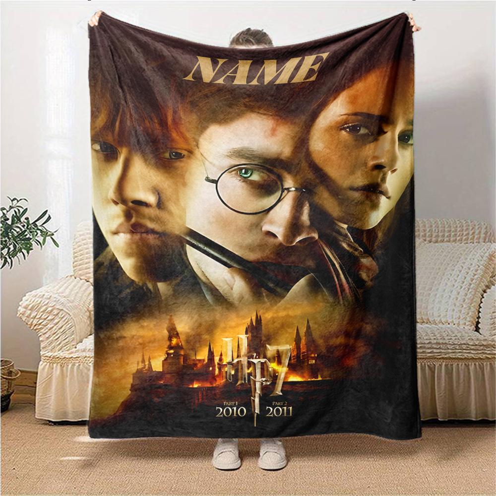 Custom Name "Harry Potter's Magical Journey" blanket for Couch & Bed, Plush Cozy Fuzzy Blanket Super Soft & Warm Blankets for Fall and Winter. 0908113