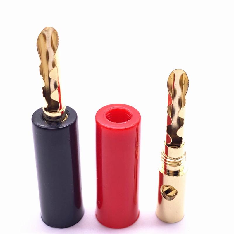 Red/Black Plastic Serrated Gold-Plated 4MM Banana Plug Audio Connector