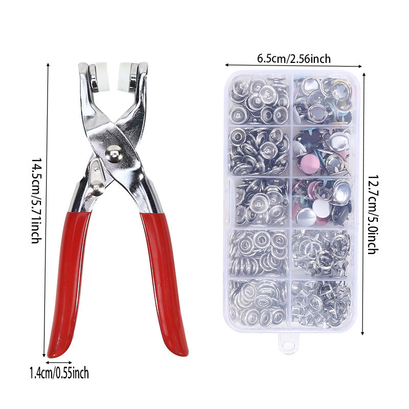 400pcs Prong Rings Buckle Buttons Metal Colour Pliers Snap Button Claw DIY Set Hand Pressure Plier Rivet Buckle Sew Tool