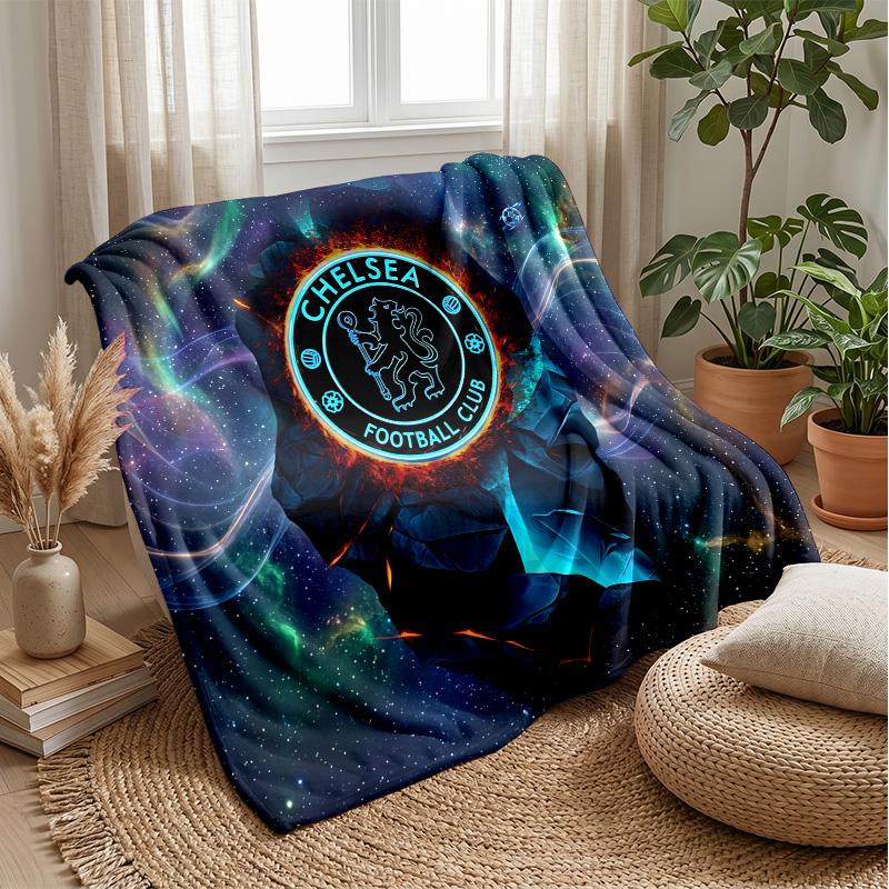 Chelsea FC Theme Blanket Soft Flannel Blanket Plush Throw Blanket Cozy Sofa Bed Blanket for Home Decor