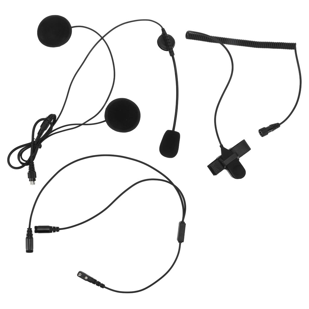 Motorcycle Earpiece Mic 2 Pin PTT Black Bike Helmet Headset Microphone for Kenwood 2 Way Radio