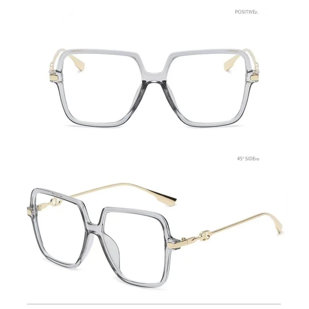 Fashion Oversized Square Eyewear Retro Womens Light Bloking Metal Frame Glasses Trend Optical Computer Eyeglasses