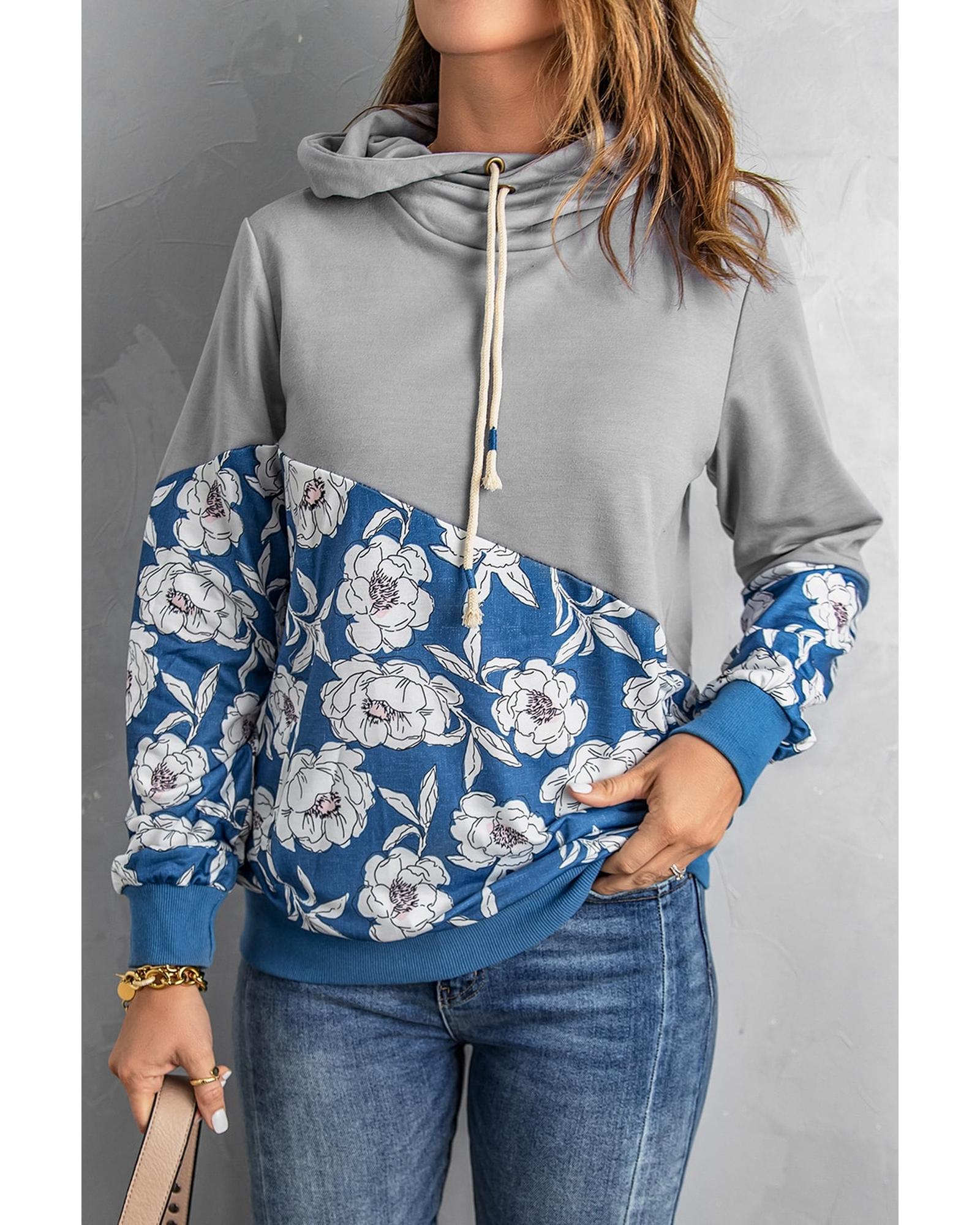 

Толстовка с капюшоном Azura Exchange Floral Splicing Cowl Neck 2XL серый