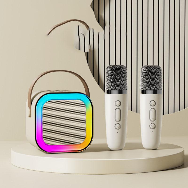 K12 Bluetooth Audio Karaoke Machine Subwoofer Φορητό σύστημα ενίσχυσης Bluetooth με 2 ασύρματα μικρόφωνα Home Recording Player