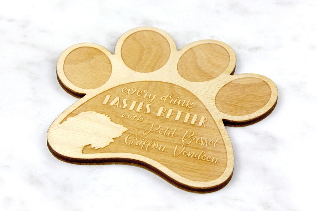 Petit Basset Griffon Vendéen - Mug coaster, engraved coaster with dog, gift for dog lover by Art-Dog brand