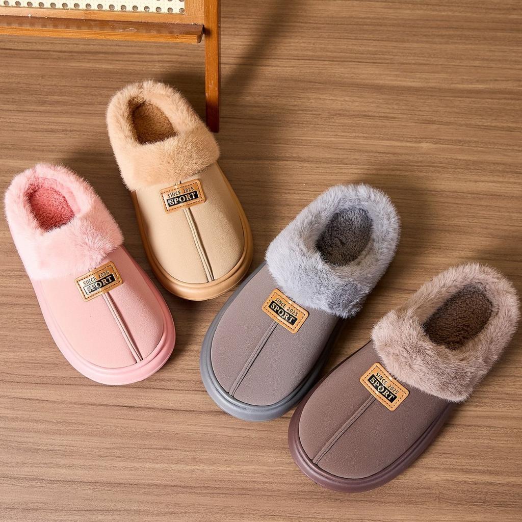 Plush Slippers EVA Thick Bottom Anti Slip Warm Plush Home Cotton Slippers for Women's Outdoor Wear