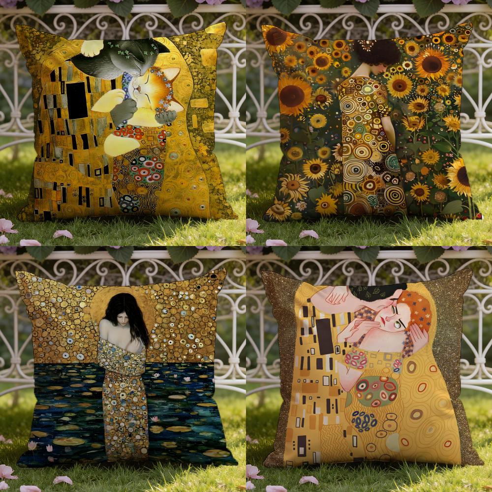 G-Gustav K-Klimt Oil P-Painting Cushion Cover Home & Car Dual-Scene Pillow Cover: Reversible for Premium Comfort