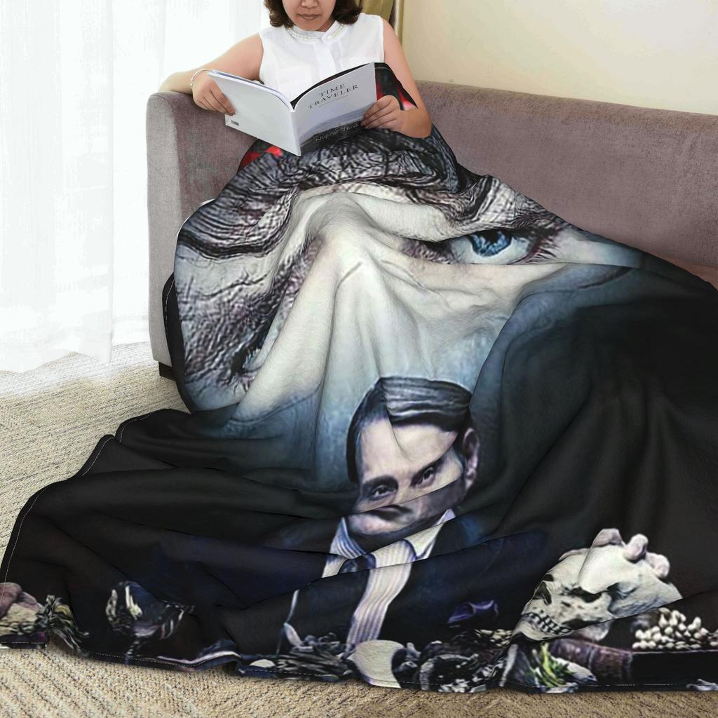 Hannibal Mads Mikkelsen Horror Movie Merch Blankets Fleece Sofa Throw Blanket for Couch Bedding Outdoor Throws Bedspread Quilt