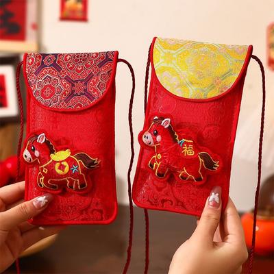 Chinese Style Cloth Red Envelope Cartoon Traditional Good Lucky Money Bag 2026 Year of The Horse Best Wishes Red Pocket