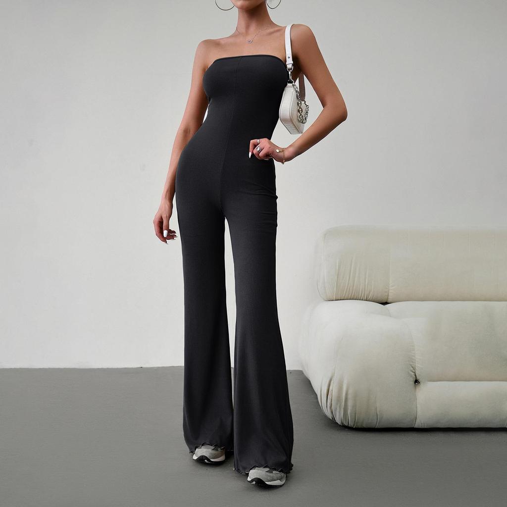 Dámské podzimní zimní elegantní kombinéza slim fit sexy podprsenka bez ramínek Jednobarevný overal bez zad