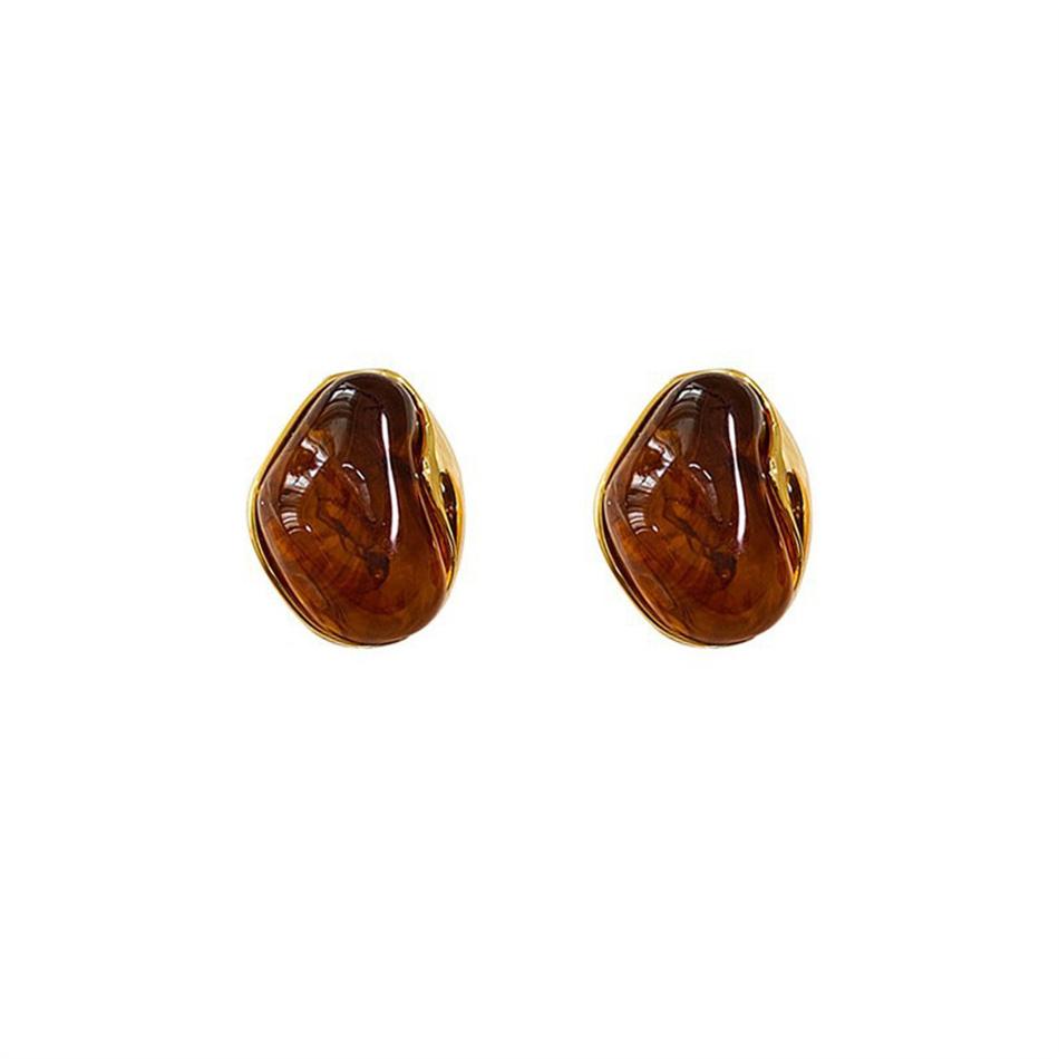 עגילי סטודי בצבע ענבר מייארד לא סדיר, תכשיטי אופנה נשיים בצבע מתוק גיאומטריים לאוזן, תכשיטי חתונה, מתנה רומנטית לילדה