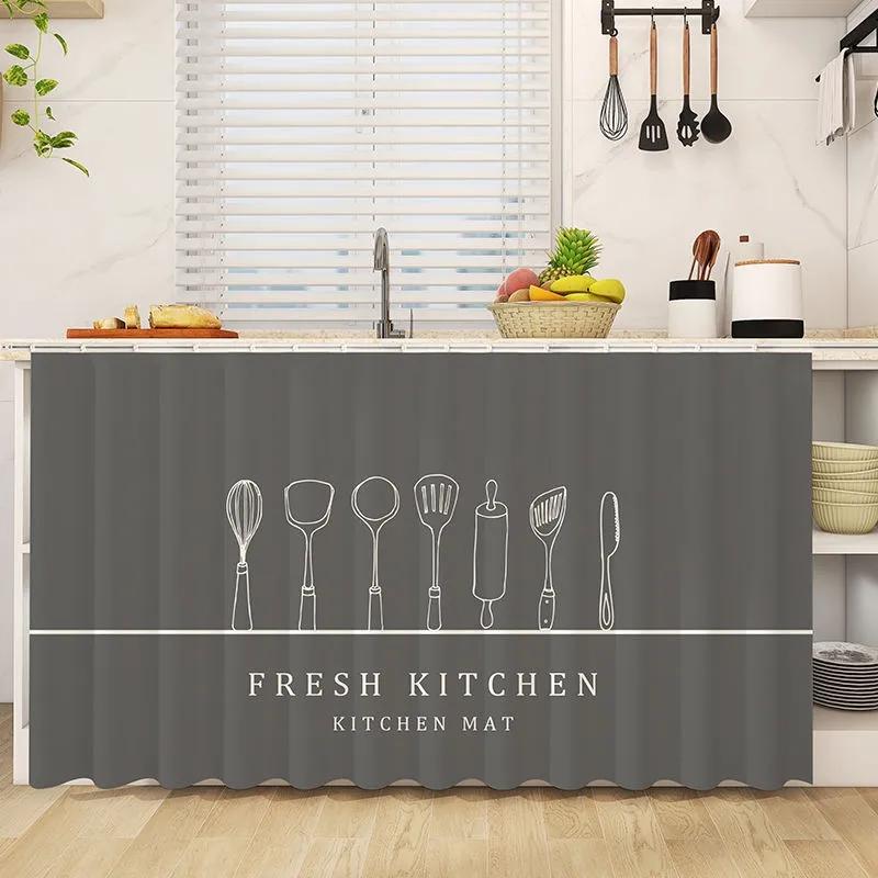 Non-Punch Window Door Curtains Kitchen Cabinet Counter Wardrobe Short Curtain Household Furniture Dust-proof Cover Self-adhesive